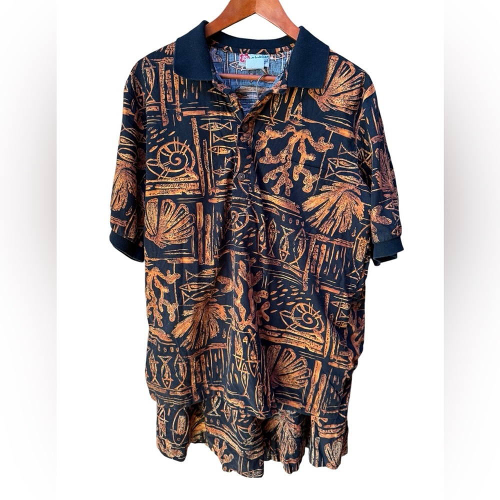 1970s Hilo Hattie, Made in Hawaii, Cotton/Rayon Blend Shirt & Shorts Set